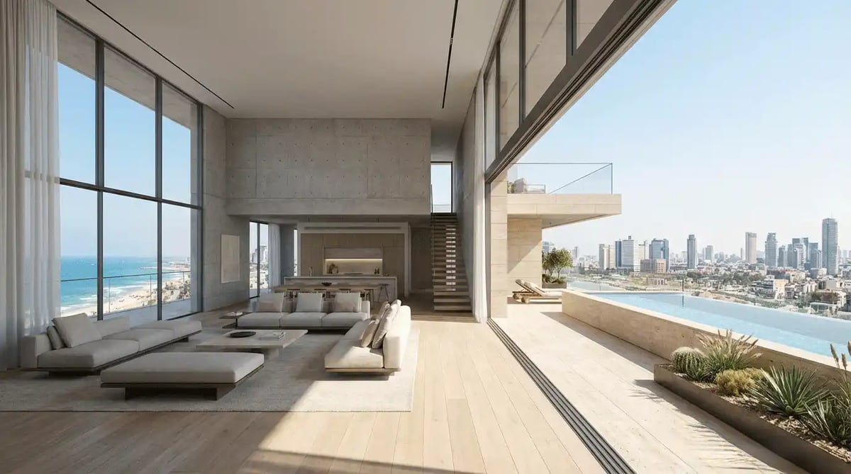 הדמיית פנים למטבח ופינת אוכל בעיצוב מינימליסטי — View Boost