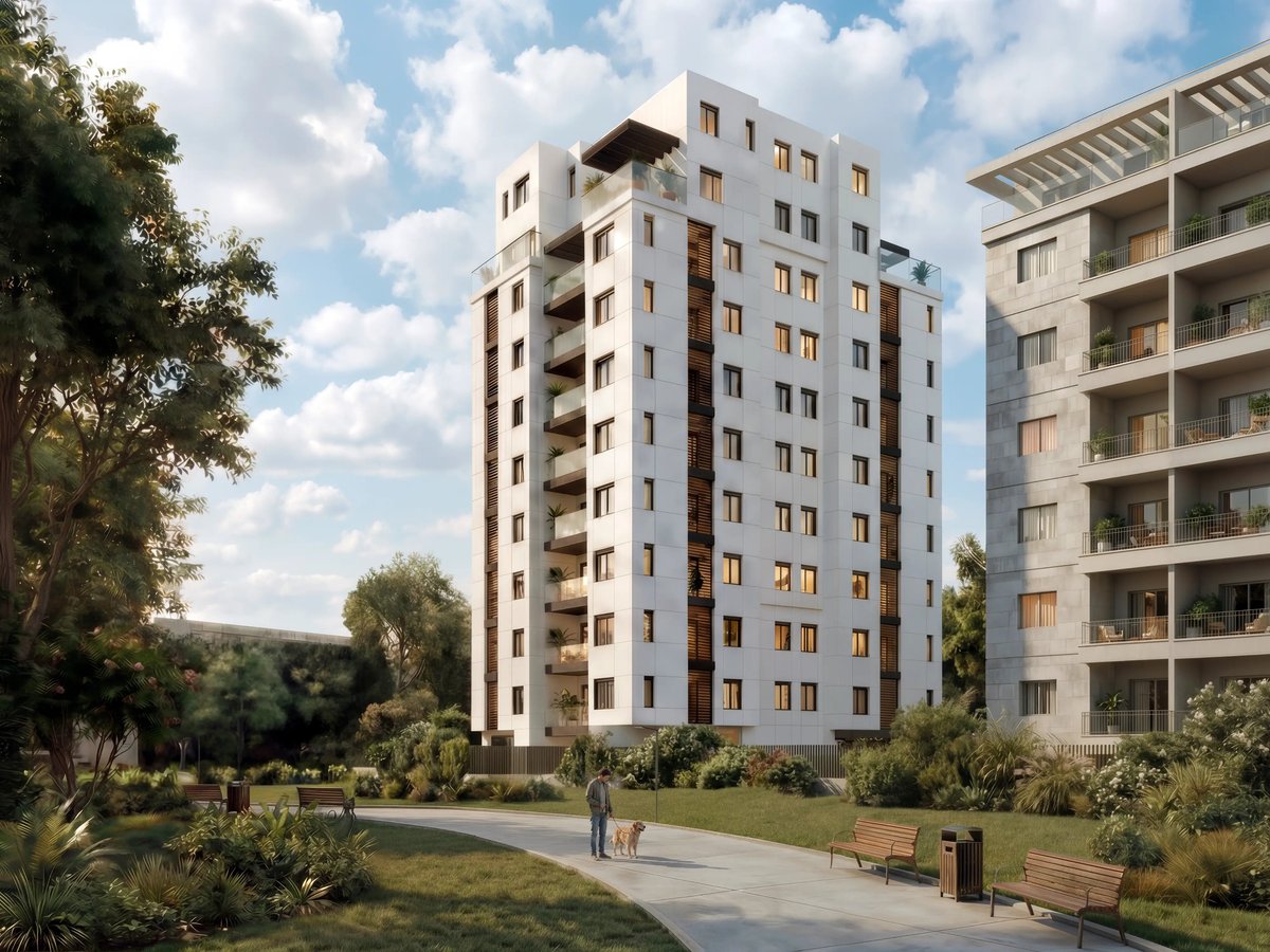 הדמיית חזית לבניין מגורים בסגנון עירוני מודרני — View Boost