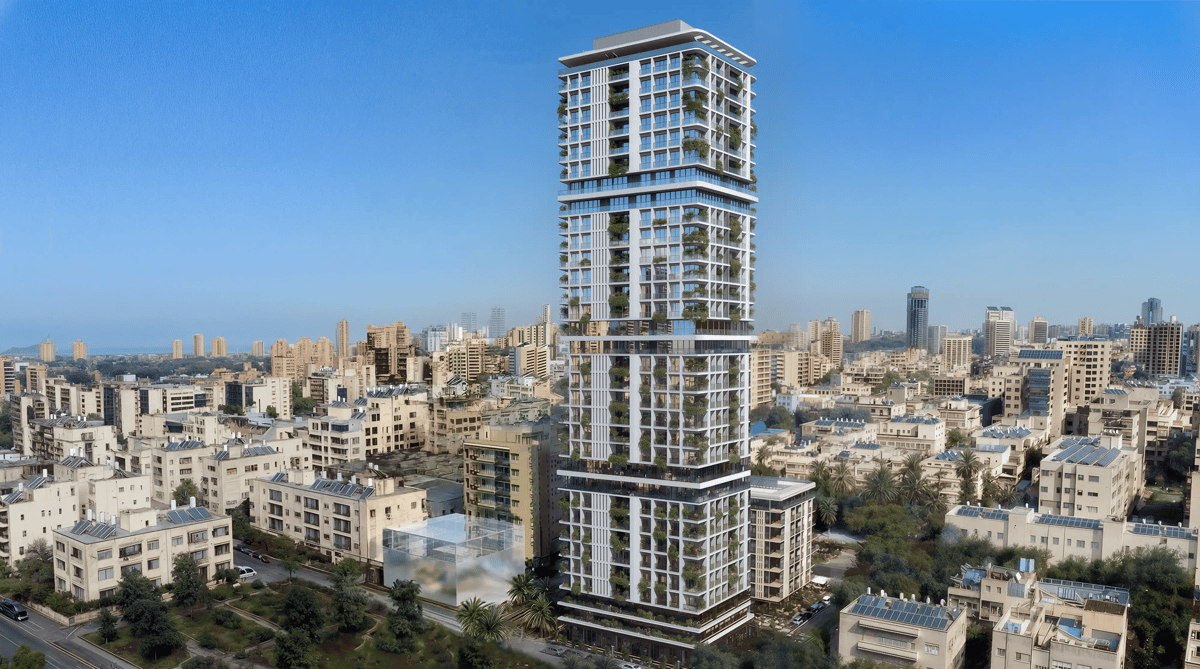 הדמיית חוץ לבניין דירות עם פיתוח נוף ושתילה — View Boost