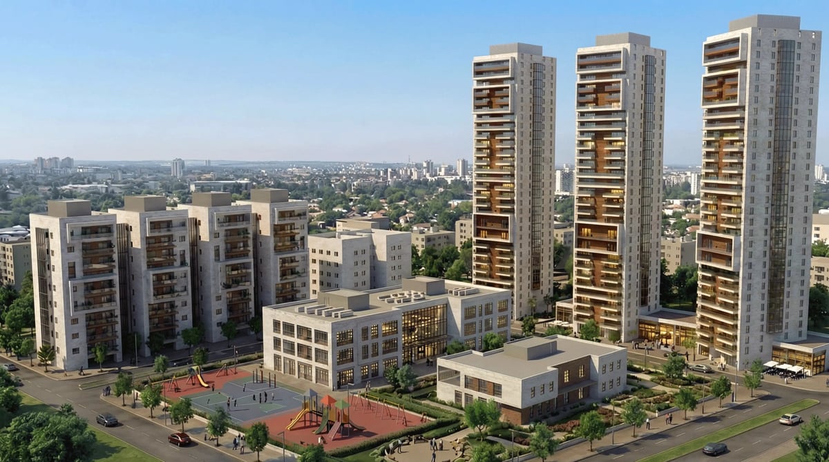 הדמיית דמדומים לבניין מגורים עם תאורה אווירתית — View Boost