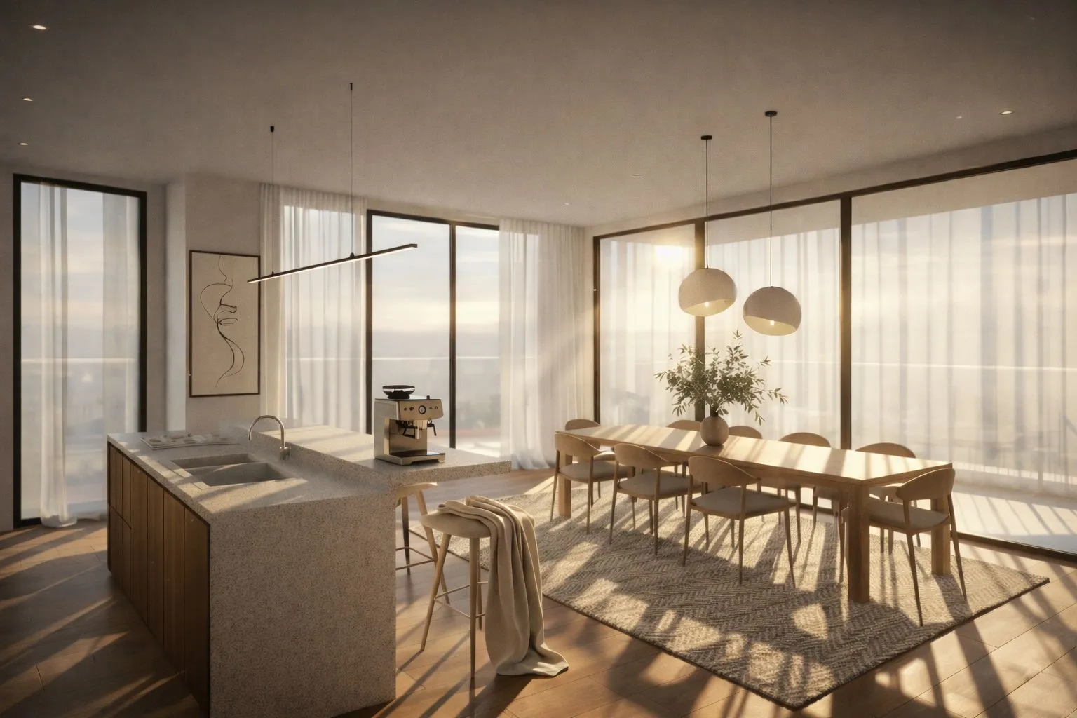 הדמיית פנים מטבח מודרני לדירת יוקרה — View Boost